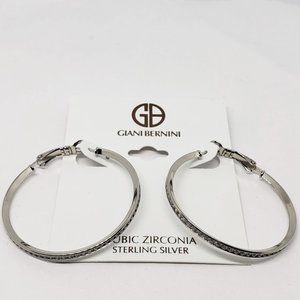 NWT Giani Bernini CZ sterling silver 40mm hoop earrings